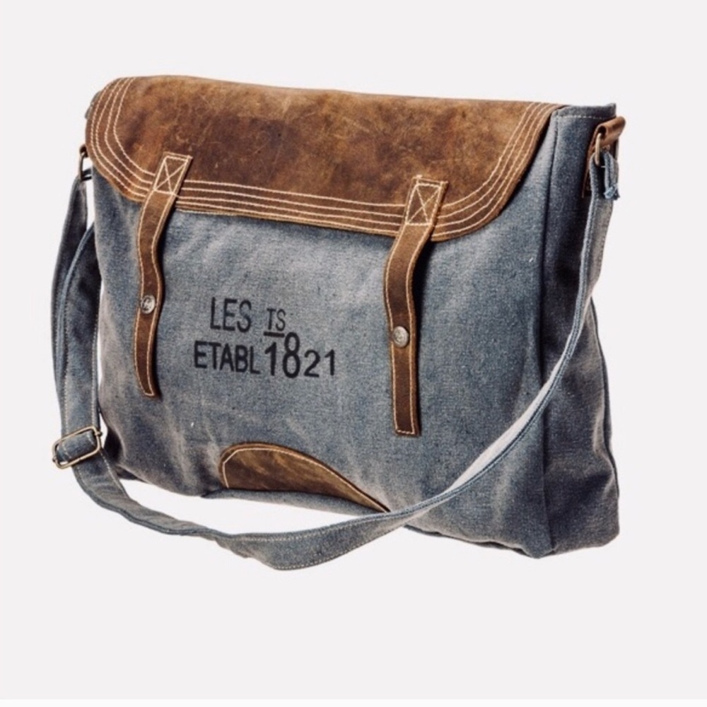 NWT Canvas & Leather Satchel : The Barrel Shack